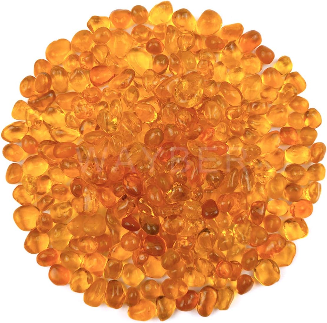 Indoor Fountains & Accessories - WAYBER Glass Stones, 1Lb/460g Irregular Sea Glass Pebbles Non-Toxic Artificial Crystal Stones for Vase Filler/Aquarium Decoration/Gems Displaying/Wishing Bottle Making, Orange