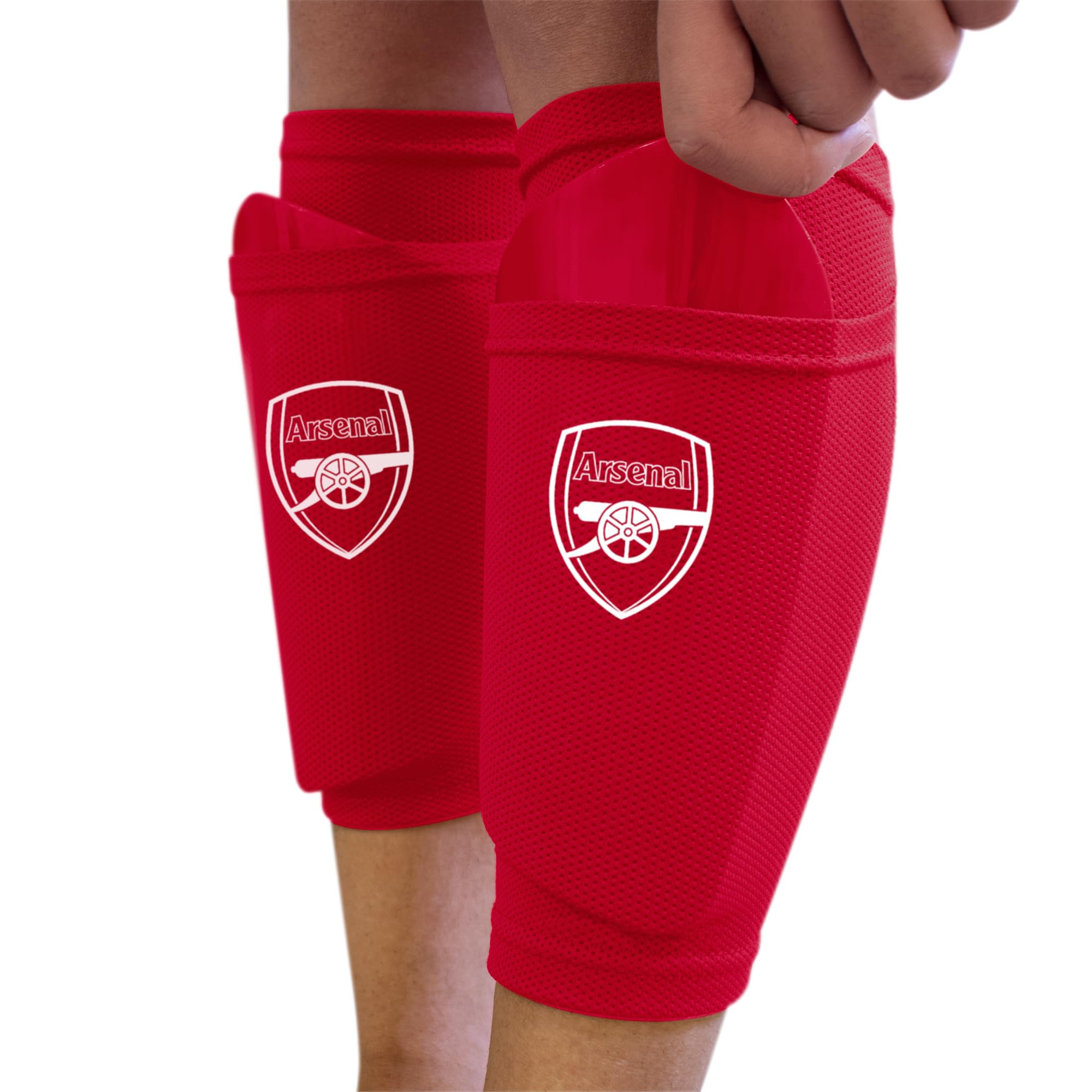 Hy-Pro Officially Licensed Arsenal F.C. Shin Pad With Sock Sleeve, XS - Shin Guard, Breathable, Lightweight, Durable, Protective Gear, Merchandise, Gunners, Great Football Gift Idea