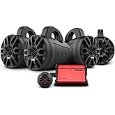 DS18 MP4TP.4A 4" 600W Bluetooth Marine Tower Speakers with Amplifier and Remote
