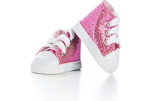 The Queen's Treasures 18-inch Doll Clothing Pink Sparkle High Cut Sneakers Complete With Box. Fits any 18-inch American Girl Doll