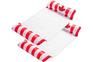 Inflatable Pool Floats for Adults - 2 Pack Pool Float with Canadian Flag - Multipurpose Inflatable Water Hammock with 4 in 1 