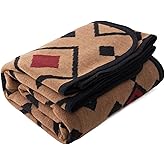 PuTian Merino Wool Blanket - Large Warm Soft Washable Wool Throw for Bed Couch Camping Outdoor Travel Emergency, Camel Check