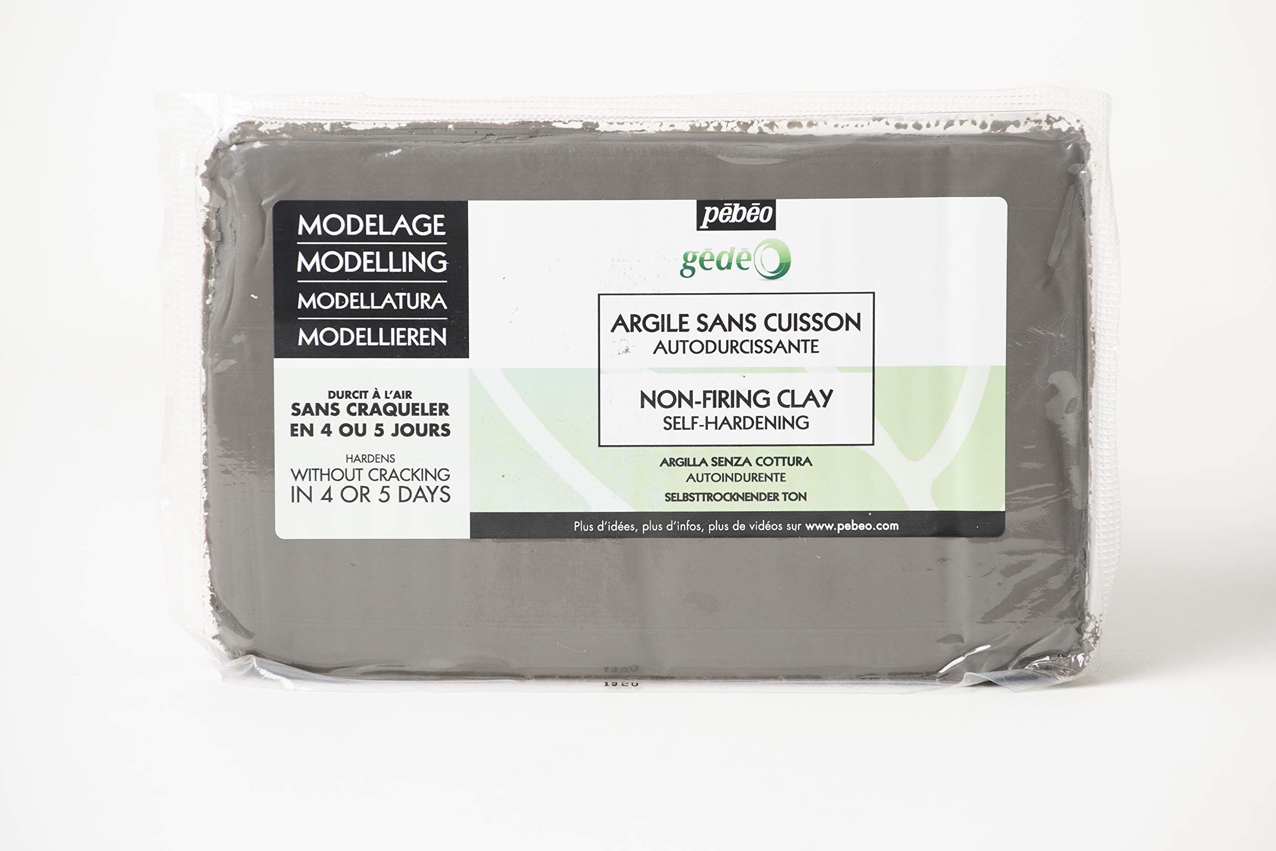 Pebeo 766351 GÉDÉO Non-Firing Modelling Clay 1,5KG LOAF Concrete Grey, 1.5kg