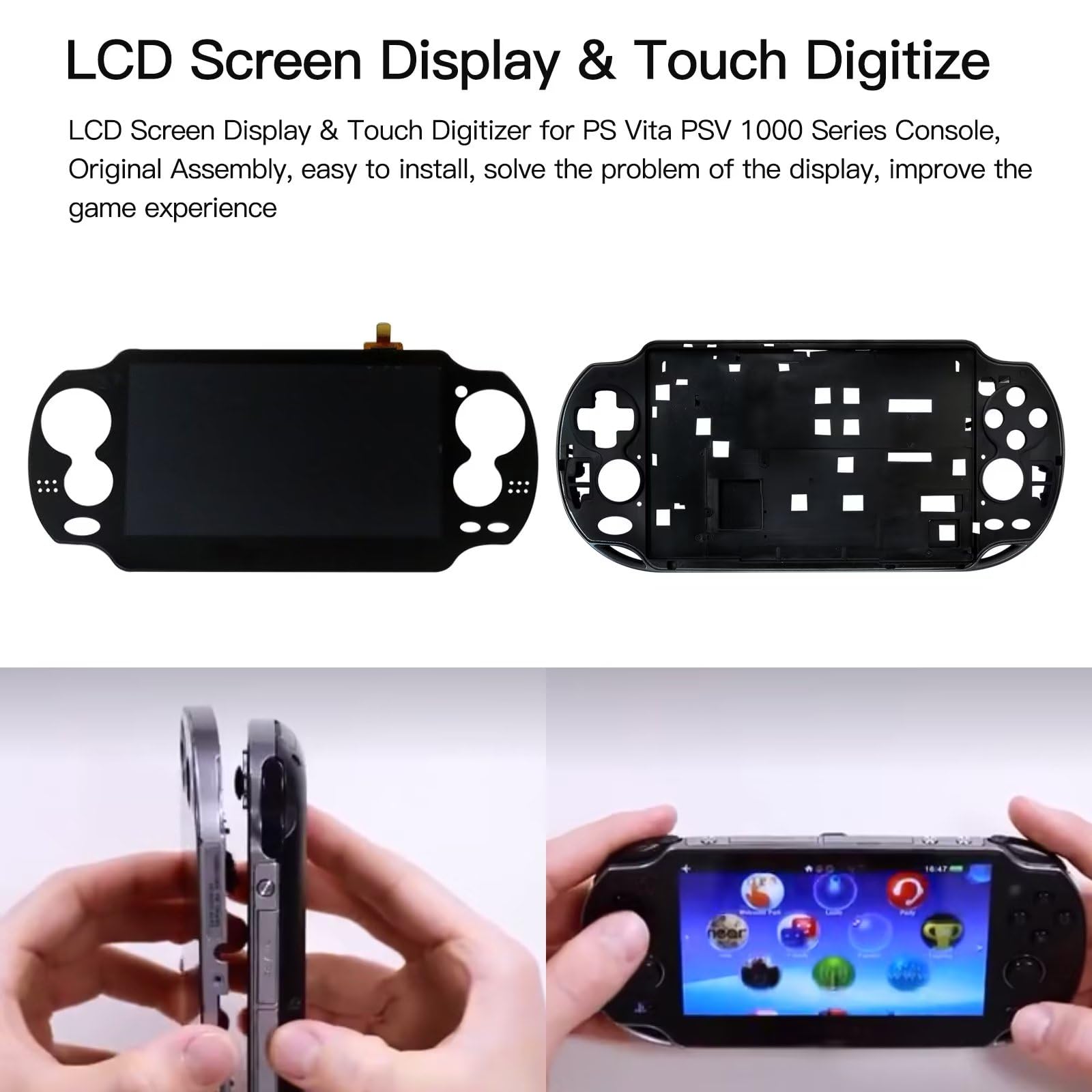 Professional LCD Screen Display & Touch Digitizer Replacement Kit Fits for PS Vita PSV 1000 1001 Solve Display Problems,Cracked LCD Screens, Wrong Color Issues