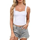 AURUZA Womens Going Out Crop Tops, Backless Sleeveless Crop Tops, Women Sweetheart Neckline Double Lined Cute Tank Top