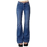 EMMIOL Women Mid-High Waisted Flare Jeans Y2K 90s Vintage Stretchy Bootcut Wide Leg Denim Pants Bell Bottom