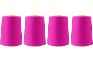 Mandala Crafts 4 Pack of Serger Threads Cones Spools - 20S/2 24000 Yards Polyester Fuchsia Threads for Sergers Machine and Ov