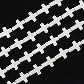 Firstmeet 25Pcs Natural Mother of Pearl Beads 10x15mm Cross Shell Beads for Jewelry Necklace Bracelet Earrings Making(DIY-1010-Cross/WhiteS)