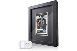 SZYUU Sports Card Display Frame with Tempered Glass, Wall Mount or Tabletop Trading Card Display Case, Baseball Card Display Box, Frame for Basketball Football Hockey Cards (6''x 8'', Black, 1 Card)