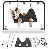 Adjustable Pet Grooming Arm for Table: 42" Height & 27"-39" Width, Clamp Fits Up to 2.76", Includes Hammock & 2 No-Sit Nooses