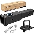 Nilight Trailer Hitch Extender 7 Inch Extension Length with Hitchs Tightener Anti Rattle Stabilizer for 2" Receiver with 5/8" Bolt Nut Clip 3,500 lbs GTW Matte Black