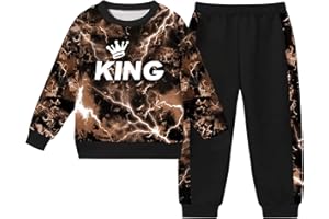 ADIRUN Toddler Boy Clothes Cool Lightning Letter Print Long Sleeve Sweatshirt Patchwork Pants Fall Winter Outfits 2Pcs Set