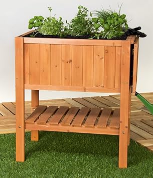 Hochbeet Pflanztisch Kräuterbeet FLORALIS Tannenholz mit Ablage für Balkon und Terrasse