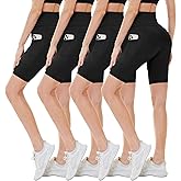 CAMPSNAIL 4 Pack Biker Shorts for Women High Waist - 5"/8" Tummy Control Soft Athletic Yoga Workout Running Gym Shorts
