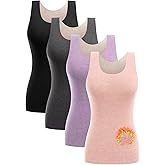 Mexholin 4/5 Pack Thermal Tank Tops Women Fleece Lined Underwear Tops Camisoles Sleeveless Undershirt Warm Base Layer Vest