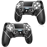 Matbip 2 Pack wireless controller for P4, wireless controller for p4/pro/slim/pc, with Non-Slip Grip, dual vibration, Turbo, type-c port (Midnight Black * 2)