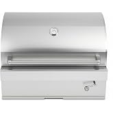 Turbo Charcoal 32 Inch Built-In Stainless Steel BBQ Grill with Charcoal Tray