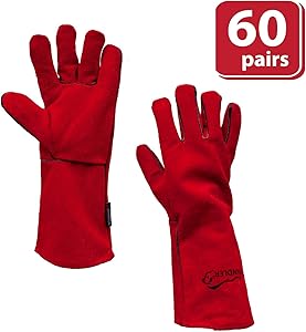 SAFE HANDLER Deluxe 16" Welding Gloves with Reinforced Padding | Durable Protection, Heat Resistance, Leather Palm, Split Cowhide Leather, Full Inside Lining, 16" inch, Case of 60 Pairs