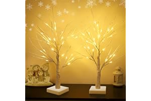 GORGEOOS Set of 2 Warm White Birch Tree Light with Battery or USB Powered 24 LED fairy light spirit tree Tabletop twinkling tree Light Decor for Home Party Bedroom Wedding Thanksgiving Christmas Decoration