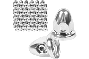 Cabtherlyn 33mm x 2 1/2" Steel Lug Nuts Covers,Polished Bullet Flanged Caps Pointed Push-on Lug Nut Cover for Semi Trucks, Pack of 60 PCS