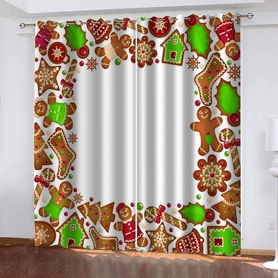 Qvvsovs® Verdunkelungsvorhänge Für Windows Karikaturweihnachtsstrumpf