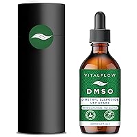 VITALFLOW DMSO (Dimethyl Sulphoxide) Liquid 99.99+% Purity Pharmaceutical Grade (USP) - 120ml Amber Glass Bottle with Dropper