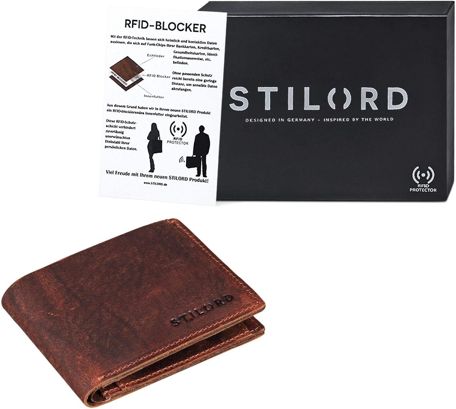 STILORD "Darren" Slim Leather Wallet with RFID Vintage Credit Card Holder for Men NFC Protection Mini Leather Purse Small Coin Pocket Genuine Cow Hide Colour:palao - Image 4