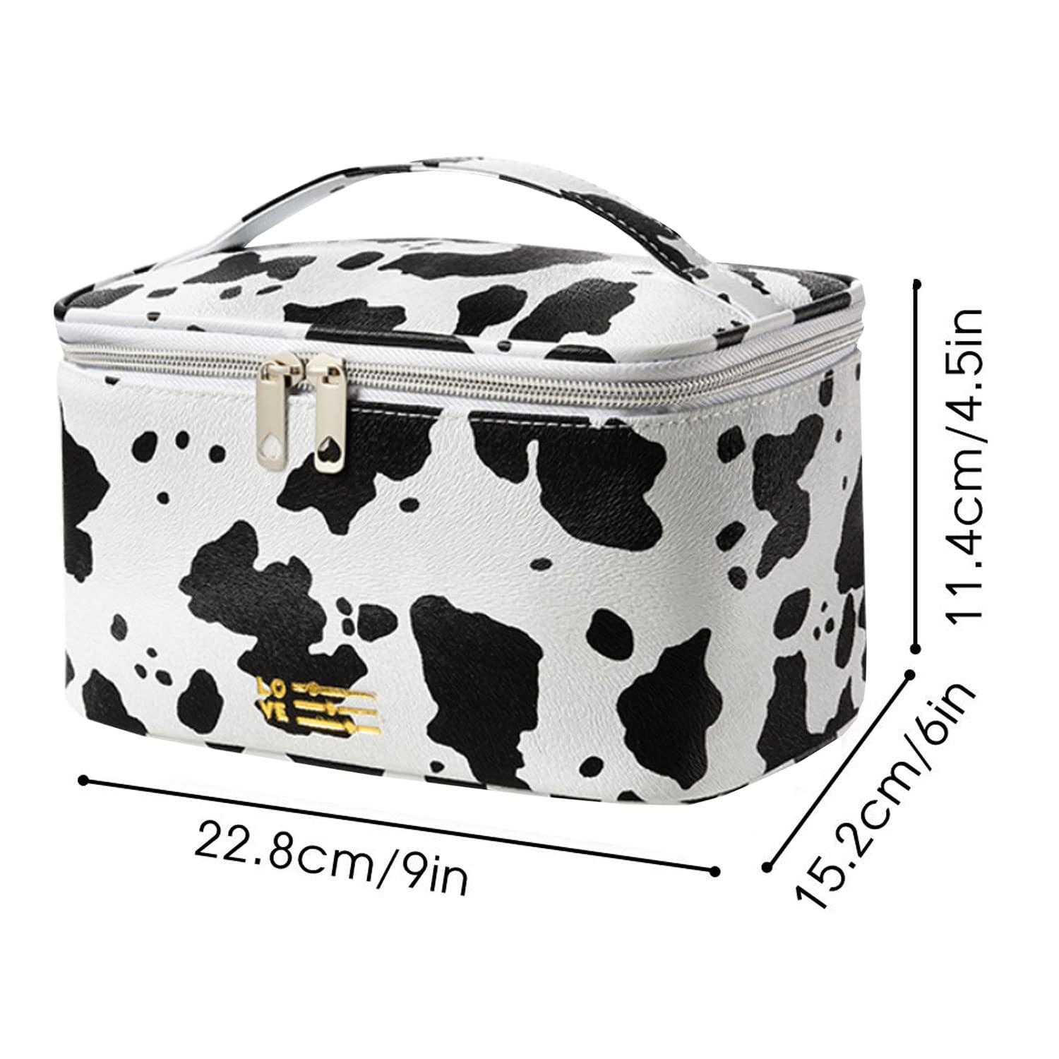 KITENROM Portable Makeup Bag Cow Printed Cosmetic Bags for Women Medium Pouch Case Purse Make Up Organization Waterproof (Print Cow)