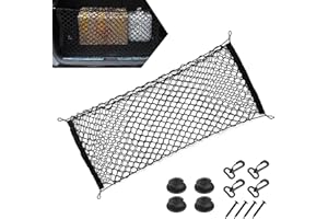 Zosgrew Car Rear Cargo Net, Double-layer Stretchable Cargo Storage Net, Automotive Trunk Mesh Organizer with Hook,Universal f