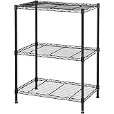 Homeiju 3-Shelf Storage Rack,Adjustable Height Metal Shelving Unit,Heavy Duty Storage Shelving Unit,Wire Rack Shelving,Garage Organizer for Home,Kitchen,Office,Pantry,Garage（13.5"D x 23.4"W x 31"H）