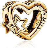 H.ZHENYUE Gold My Family Heart Charms for Bracelets 925 Sterling Silver Dangle Pendants Beads Jewelry for Women