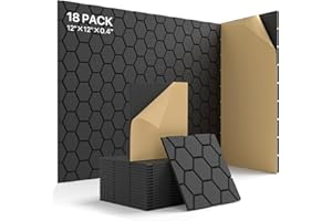 Sound Proof Foam Panels for Walls, Kuchoow Acoustic Panels Sound Absorbing, 18 Pack High Density Soundproof Wall Panels Self Adhesive Sound Dampening Panels Sound Absorbing Panel 12"×12"×0.4"