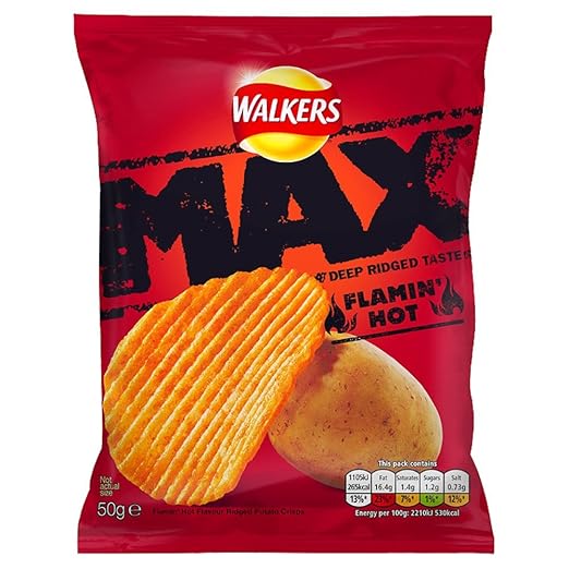 Walkers Max Flaming Hot Crisps Case, 24 units x 50 g Amazon.co.uk Grocery