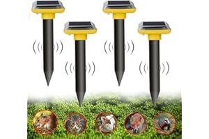 HONGXIAN Mole Repellent Solar Powered 4 Pack, Repellent Ultrasonic Solar Powered, Snake Vole Repellent Outdoor, Gopher Repellent for Lawn Garden Waterproof