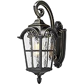 Emliviar Outdoor Light Fixtures Wall Mount - Vintage Large Exterior Light Fixture for Porch 17.5 Inch, Black Finish with Wate
