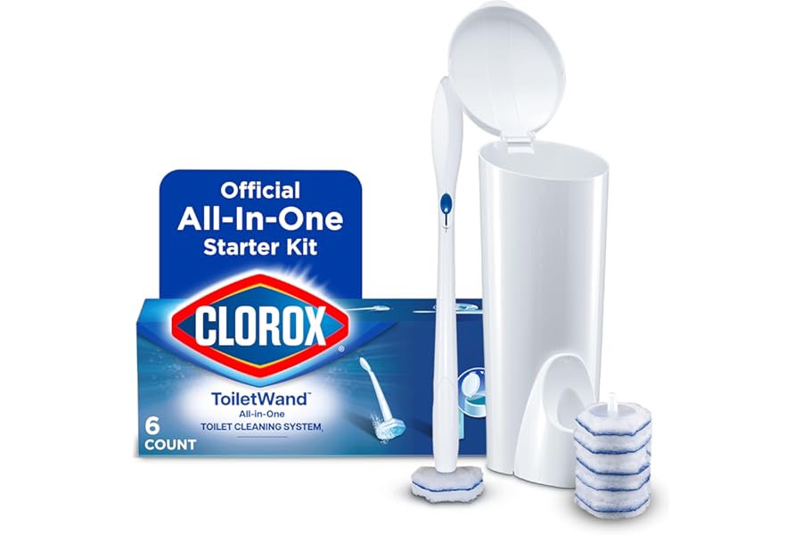 Clorox ToiletWand Toilet Cleaning Kit, ToiletWand, Caddy and 6 Refills, Pack of 6 (Pack May Vary)