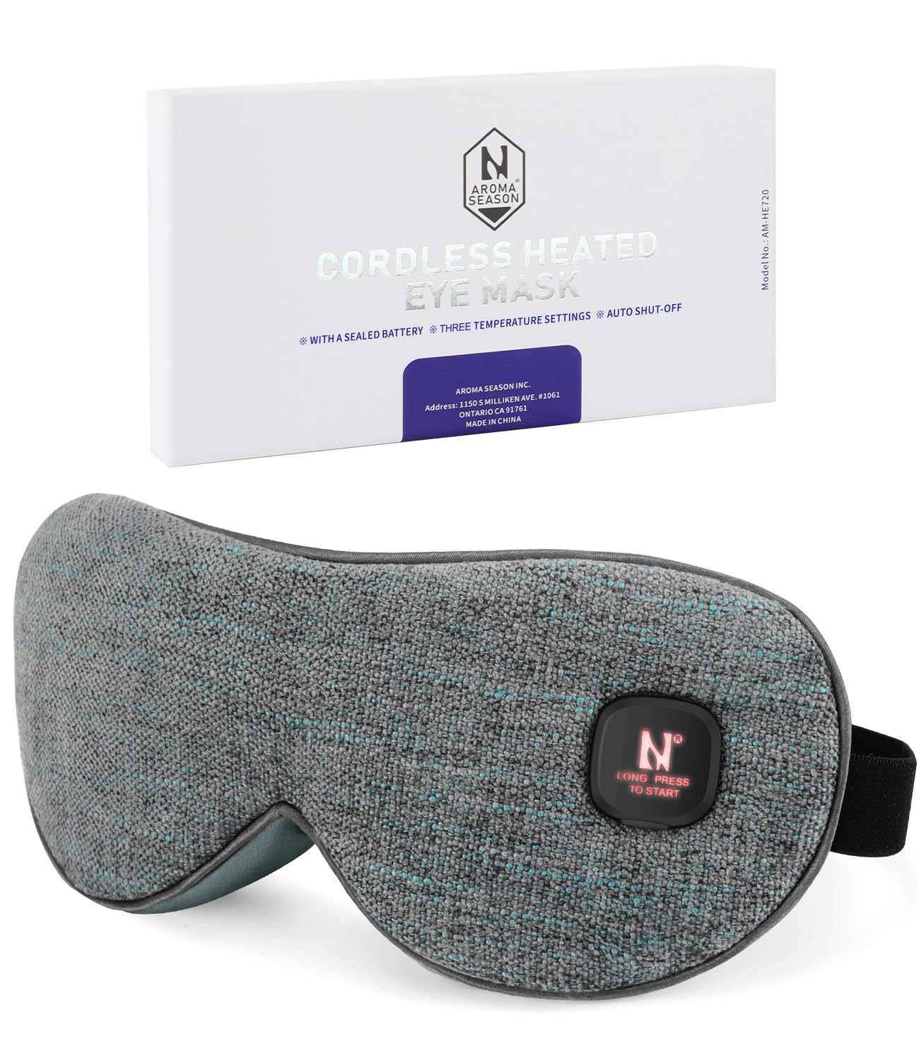 Aroma Season Heated Eye Mask, Moist Heat Eye Compress with Cordless Design, for Blepharitis and Dry Eyes Treatment (Grey)