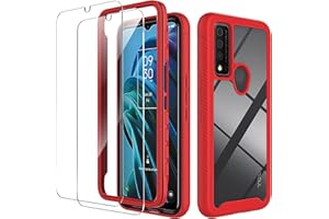 ykooe Bumper Case for TCL 30 XE 5G with 2 Tempered Glass Screen Protector, Red