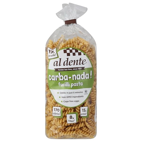 AL DENTE, SPECIALTY PASTA CARBA-NADA FUSILLI, 12 OUNCE
