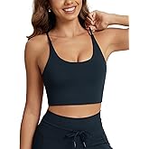 ODODOS Halter Sports Bra for Women Non Padded Strappy Cropped Tops Workout Yoga Crop