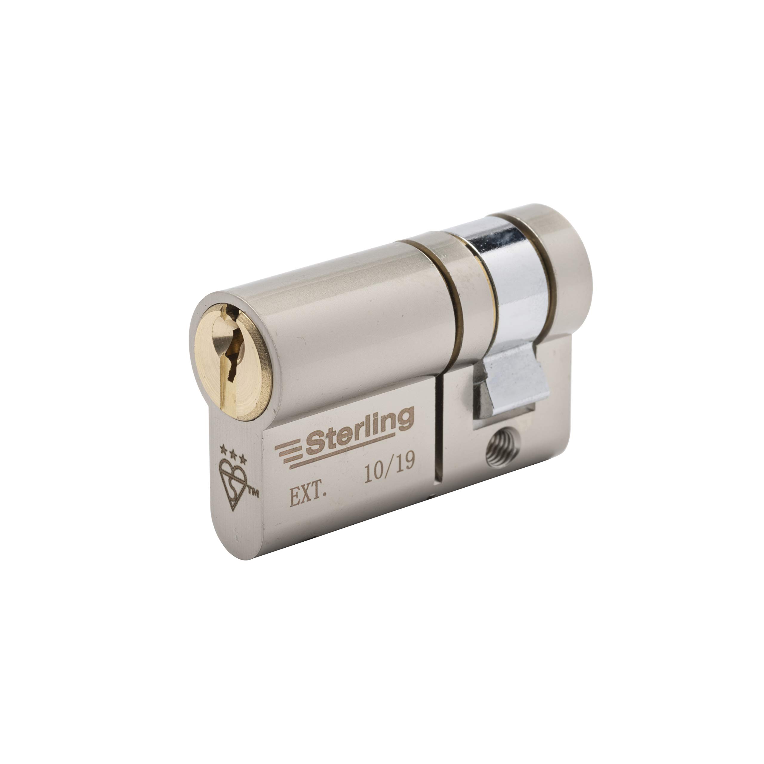 Sterling ESD1150 11mm Int 50mm Ext (61mm) Single TS007 3 Star Police Approved Secured By Design Half Euro Door Cylinder, Dual Finish Brass & Satin Nickel, Internal x External Total