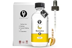 Dolce Flav Banana Extract – 2 Ounce Oil-Soluble Kosher, Sugar-Free, Concentrated Ripe Banana Flavoring for Baking, Smoothies & Ice Cream, Includes Measured Dropper