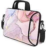 XMBFZ 13.3" laptop bag adjustable shoulder strap with handle accessory pocket fits 11.6" 12" 12.1" 13" 13.3" Laptops/notebook/ebooks/chromebook/iPad(Pink Marble)