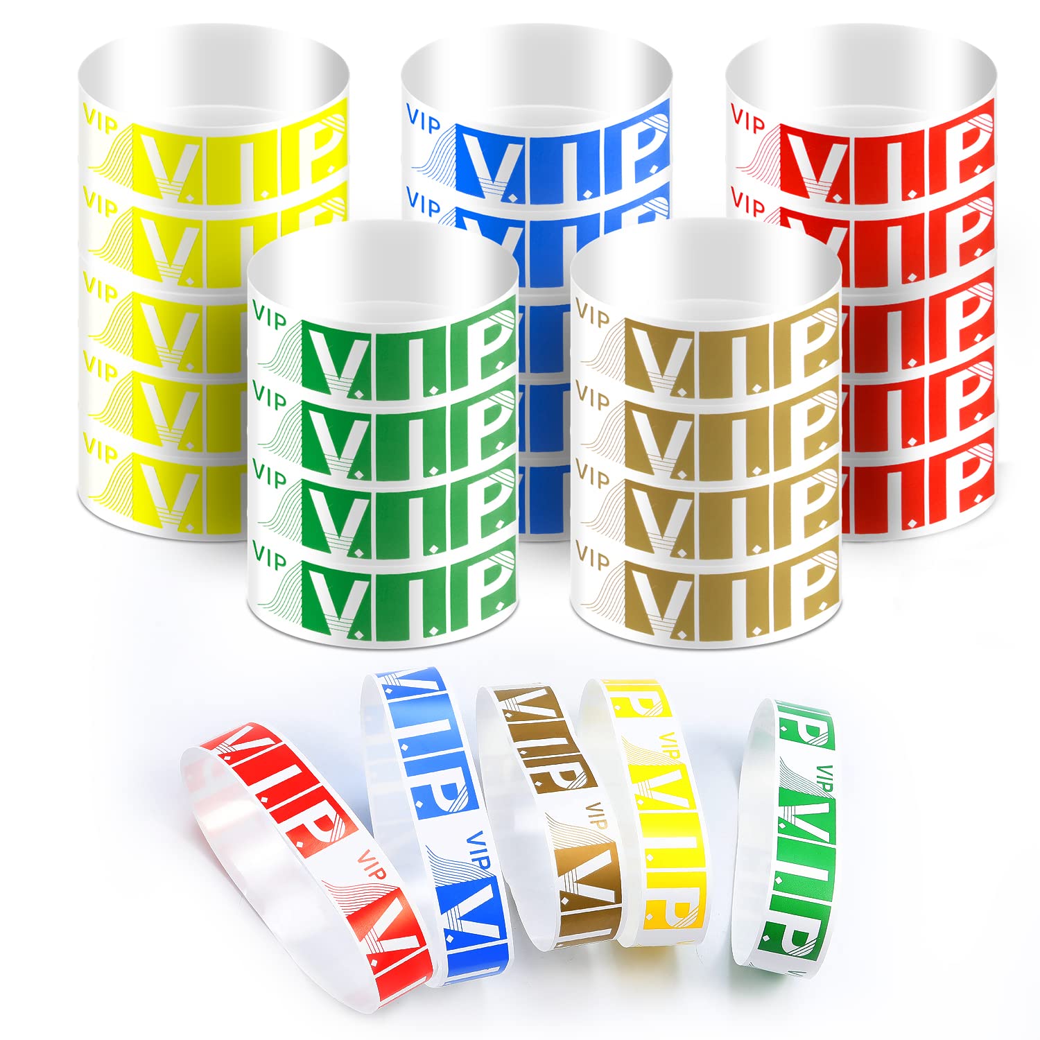 LUTER 500pcs Paper Wristbands for Events, Colored Wristbands Waterproof Event Wristbands VIP Bracelets for Party Festivals Concerts and Fairs(5 Colors)