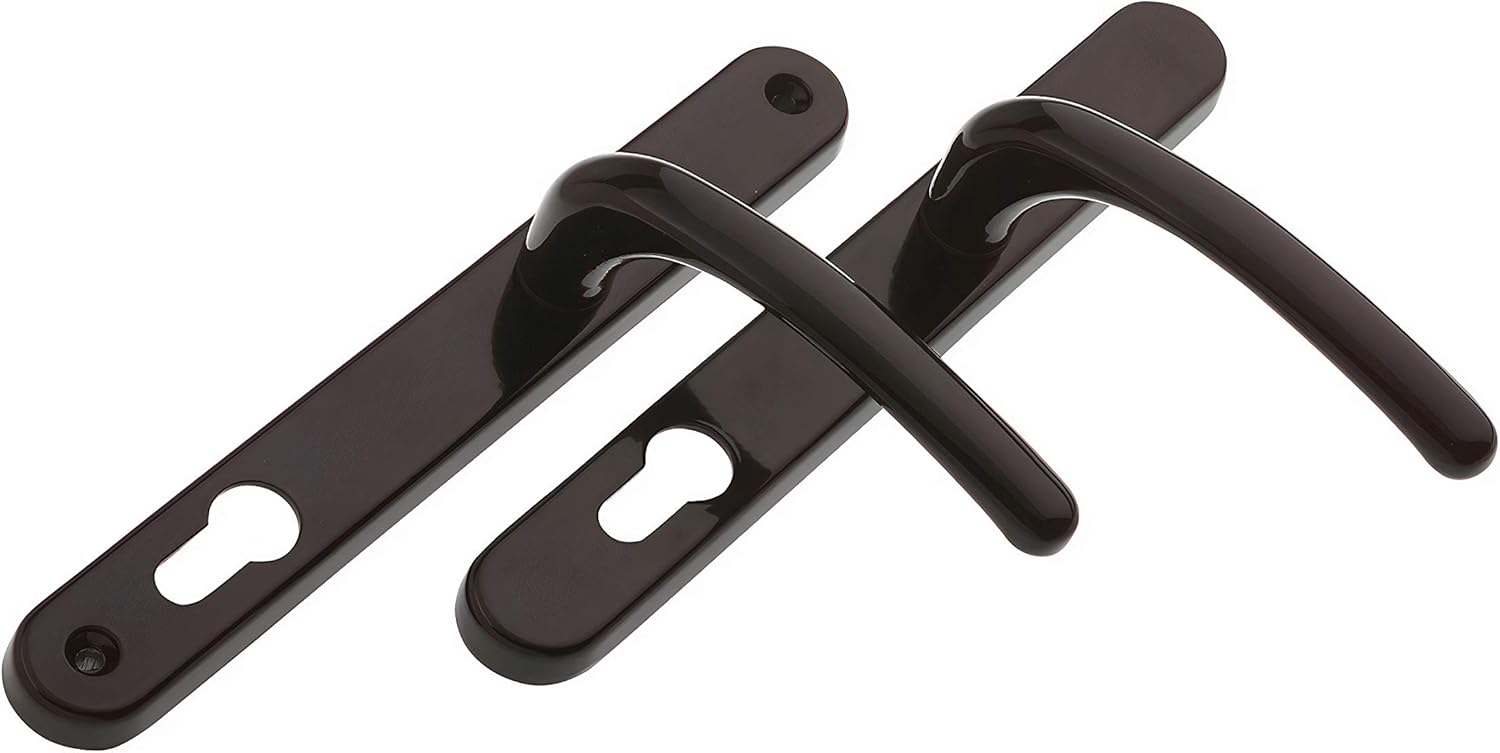 Fab & Fix - UPVC Black Balmoral Door Handle Set, 92mm PZ, Lever/Lever, 210mm Screw Centres for External Doors