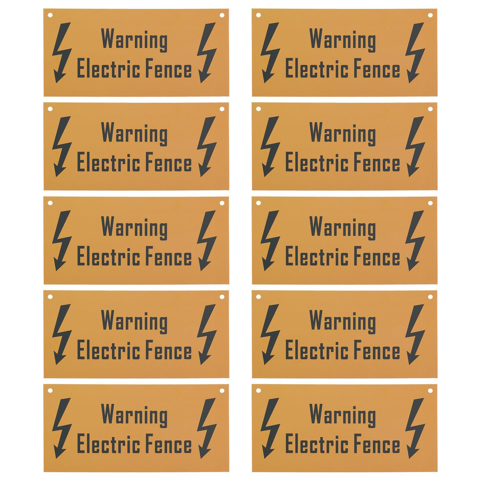 VGOL 10pcs English Warning Electric Fence Signs 200x100mm Orange Plastic Safety Signs for Wall Fence Farmhouse Farm