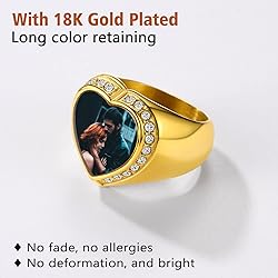 FindChic Customized Heart Signet Rings with Photo