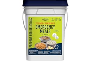 Augason Farms Four Person 72 Hour Emergency Food Supply, 119 Servings, 25 Year Shelf Life, Feeds 4 People - Survival Food Camping Essentials, Family Meals Prepared Dinner, Lunch, and Breakfast