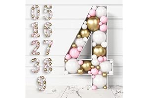 HOUSE OF PARTY Mosaic Numbers for Balloons 4ft - Marquee Numbers Pre-Cut Light Up 4 Feet Tall Balloon Number Frame, 4 Mosaic Cardboard Numbers for Graduation Party Decorations