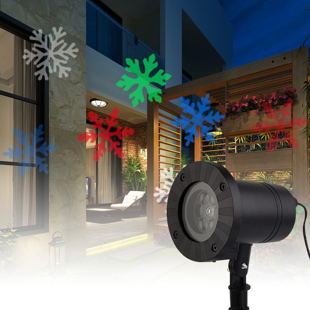 cjc Moving Snowflakes Projector Light, Projection Spotlight Christmas Lamp, LED Landscape Projector Light for Indoor/Outdoor, Xmas Light, Home Decor, Wall Decoration, Party Lighting (Colorful)